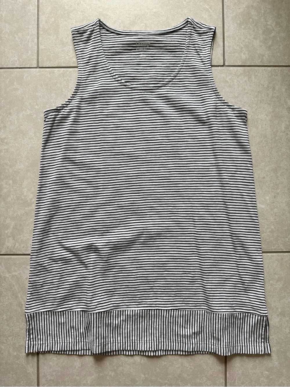 Lands' End Black & White Striped Tank